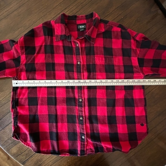 Roots oversize Buffalo plaid button down shirt size L - Picture 12 of 14